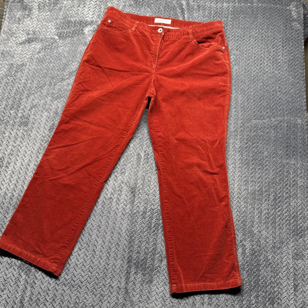 Brax Velvet Dream Red Corduroy Pants Women's 36x30 Straight Casual Germany